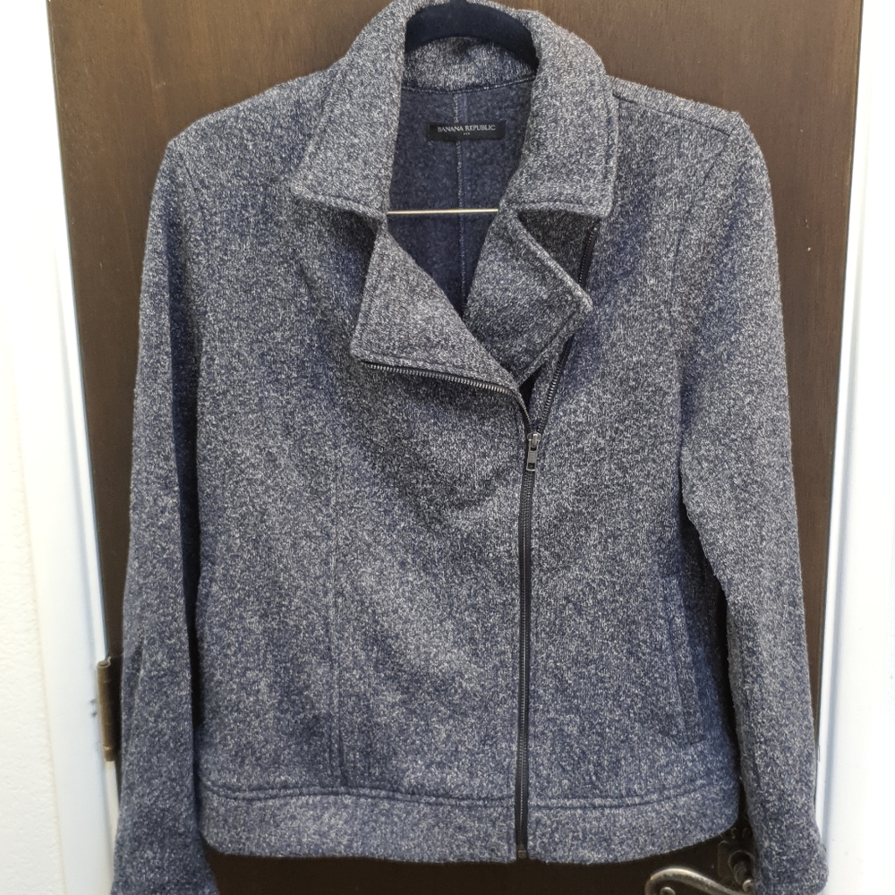 Large High Quality navy heathered Banana Republic fleece jacket